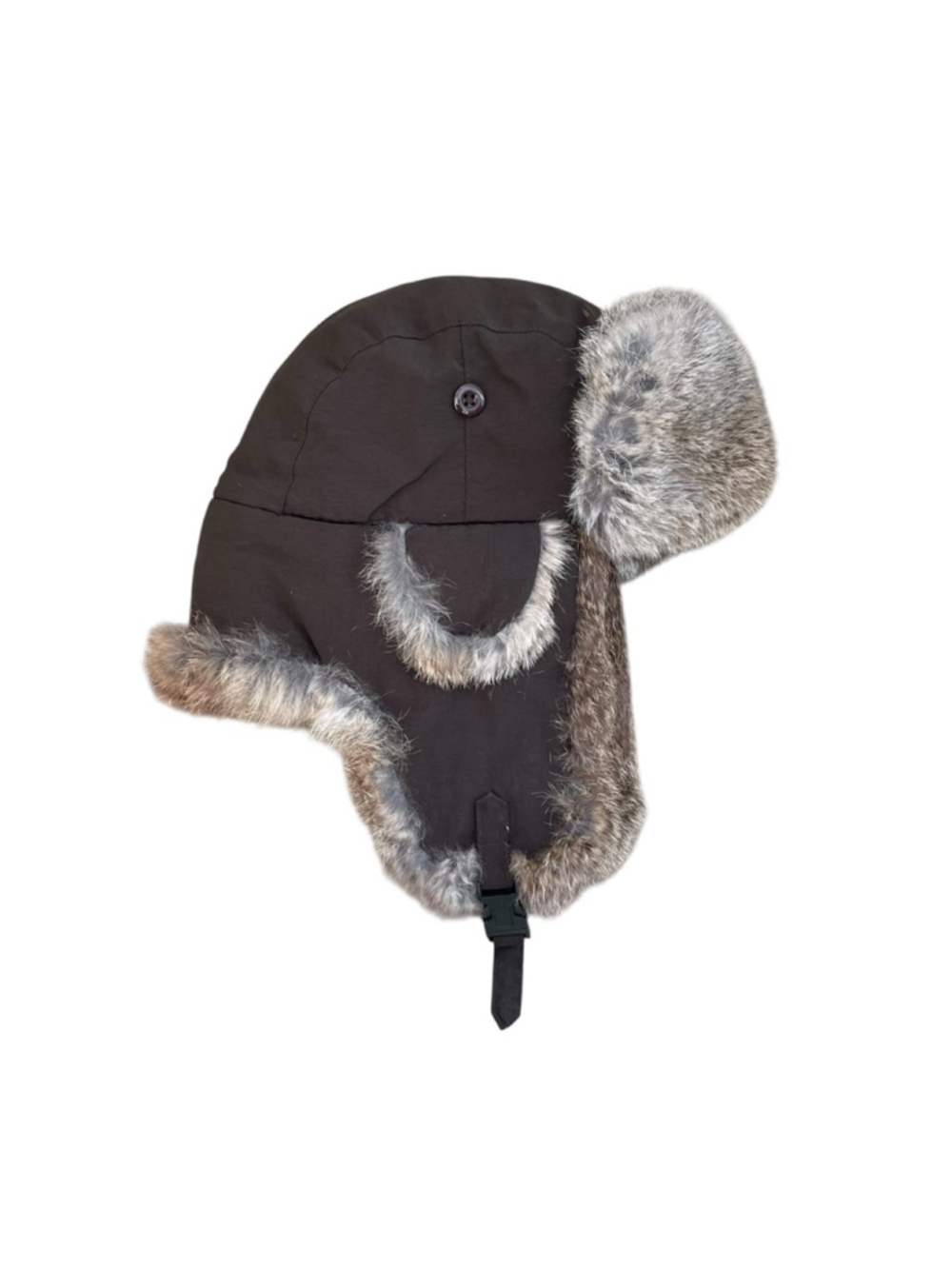 CROWN CAP Rabbit Fur Trapper Aviator Hat Brown